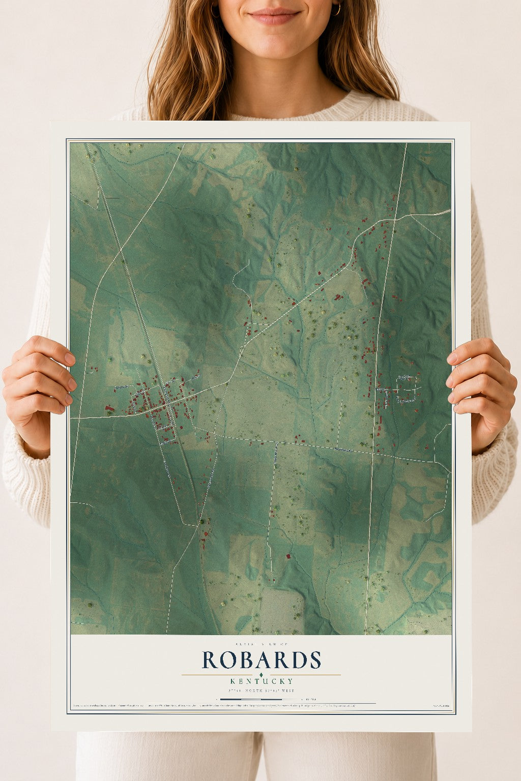 Map of Robards, Kentucky, 18 x 24 inch unframed archival matte print