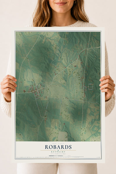 Map of Robards, Kentucky, 18 x 24 inch unframed archival matte print