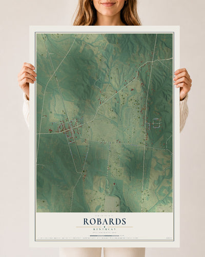 Map of Robards, Kentucky, 24 x 36 inch unframed archival matte print