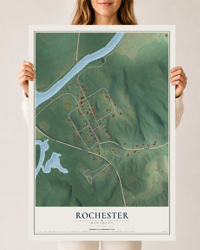Map of Rochester, Kentucky, 24 x 36 inch unframed archival matte print