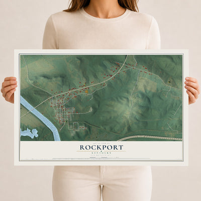 Map of Rockport, Kentucky, 12 x 18 inch unframed archival matte print