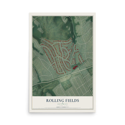 Map of Rolling Fields, Kentucky, 12 x 18 inch unframed archival matte print
