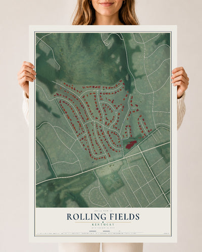 Map of Rolling Fields, Kentucky, 24 x 36 inch unframed archival matte print