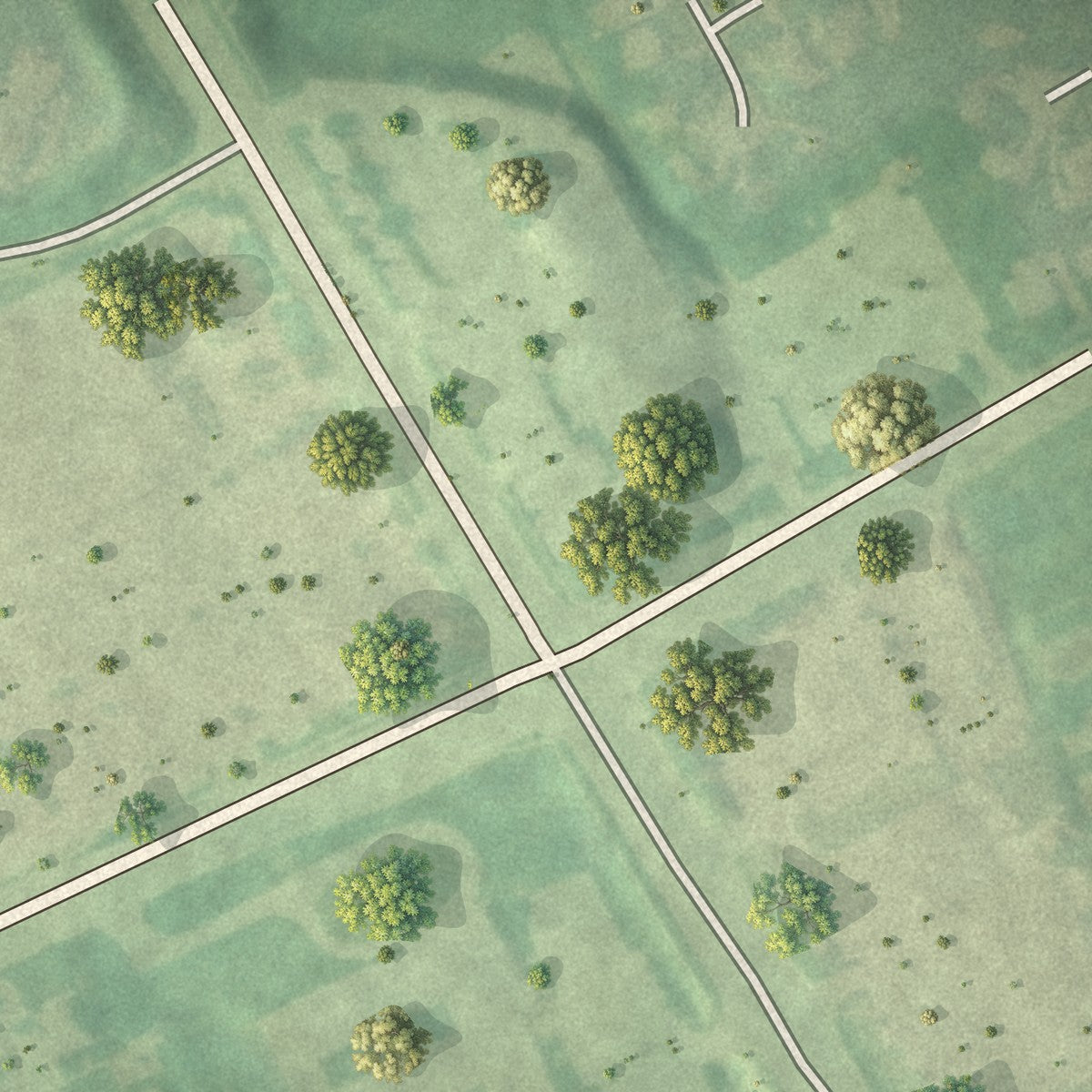Second close-up of the map of Rolling Hills, Kentucky print showing more streets and buildings