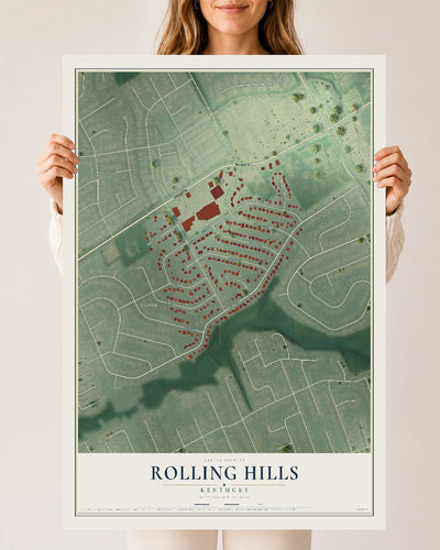 Map of Rolling Hills, Kentucky, 24 x 36 inch unframed archival matte print