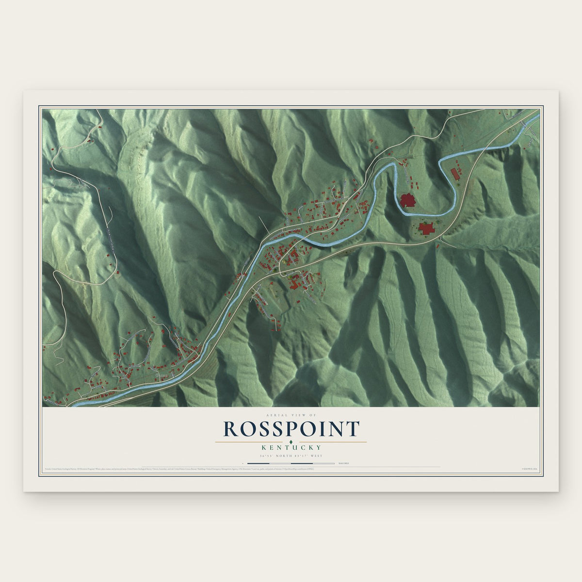 Rosspoint, Kentucky map print, the full design