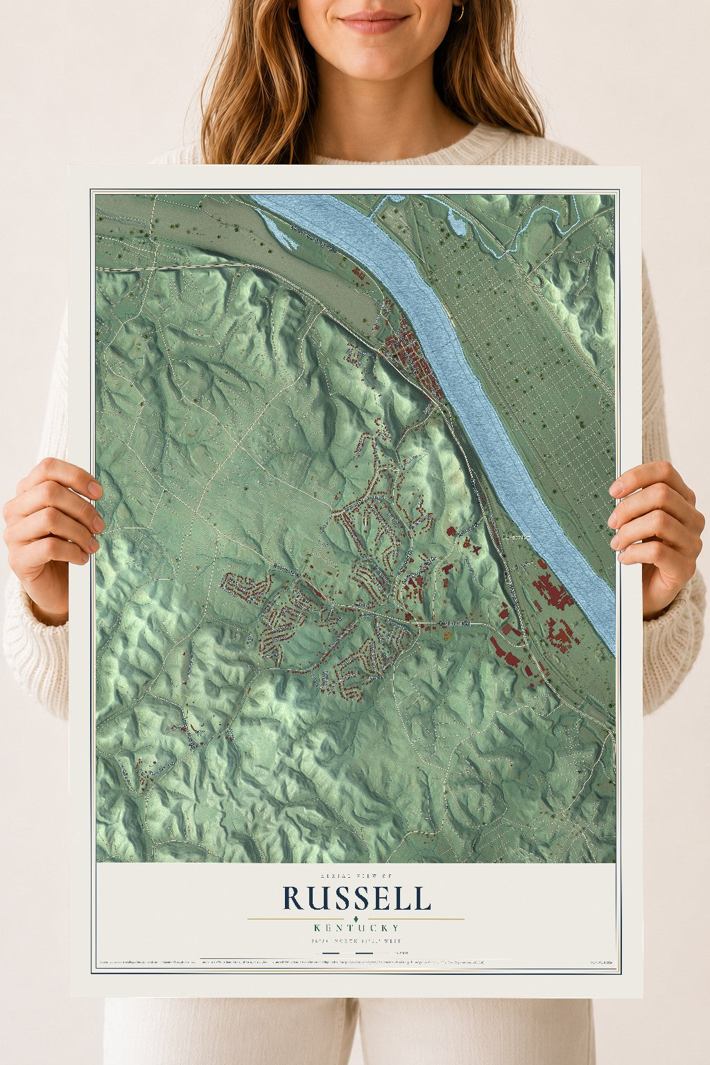 Map of Russell, Kentucky, 18 x 24 inch unframed archival matte print