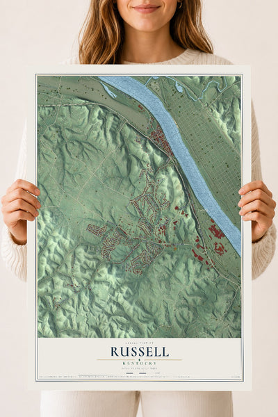 Map of Russell, Kentucky, 18 x 24 inch unframed archival matte print