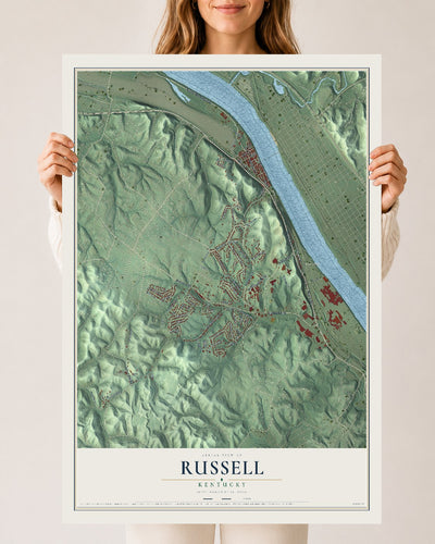 Map of Russell, Kentucky, 24 x 36 inch unframed archival matte print