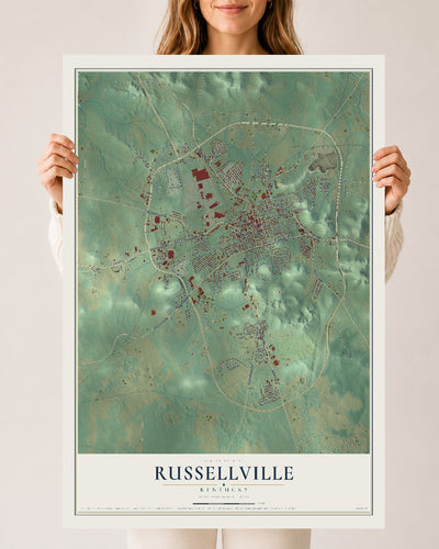 Map of Russellville, Kentucky, 24 x 36 inch unframed archival matte print