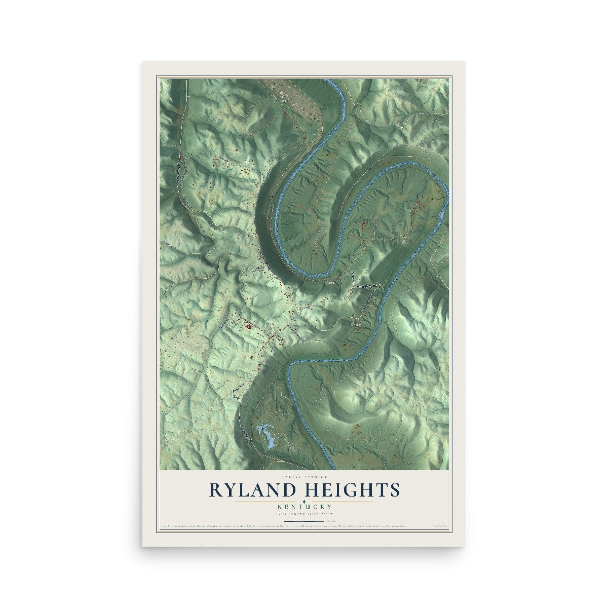 Map of Ryland Heights, Kentucky, 12 x 18 inch unframed archival matte print