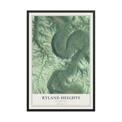 Map of Ryland Heights, Kentucky, 12 x 18 inch print in a black wood frame