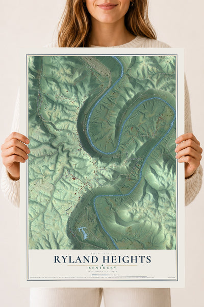 Map of Ryland Heights, Kentucky, 18 x 24 inch unframed archival matte print