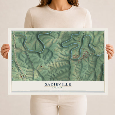 Map of Sadieville, Kentucky, 12 x 18 inch unframed archival matte print