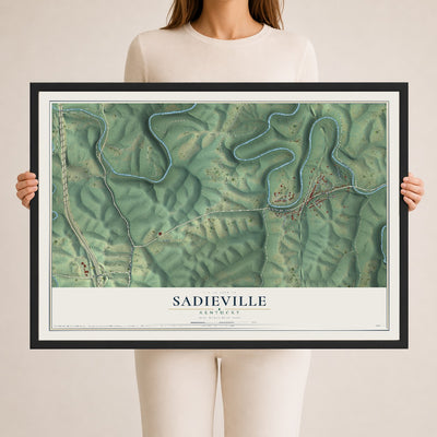 Map of Sadieville, Kentucky, 24 x 36 inch print in a black wood frame