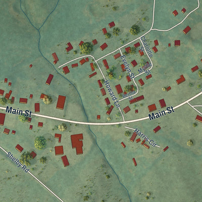 Second close-up of the map of Salem, Kentucky print showing more streets and buildings