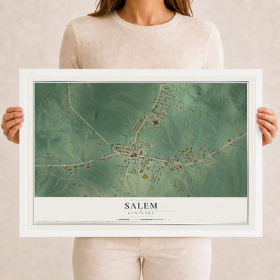 Map of Salem, Kentucky, 12 x 18 inch print in a white wood frame