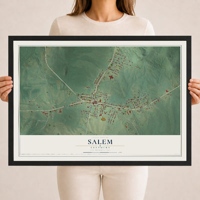 Map of Salem, Kentucky, 18 x 24 inch print in a black wood frame