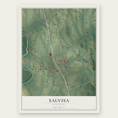 Salvisa, Kentucky map print, the full design