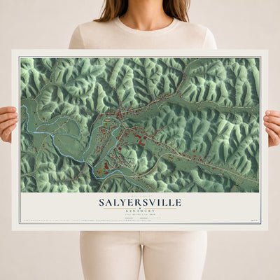 Map of Salyersville, Kentucky, 18 x 24 inch unframed archival matte print