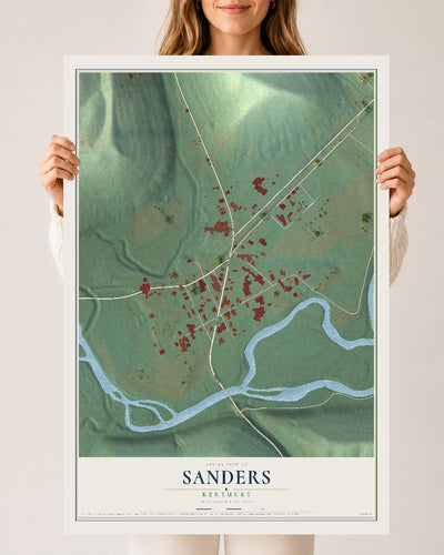Map of Sanders, Kentucky, 24 x 36 inch unframed archival matte print