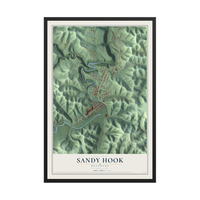 Map of Sandy Hook, Kentucky, 12 x 18 inch print in a black wood frame