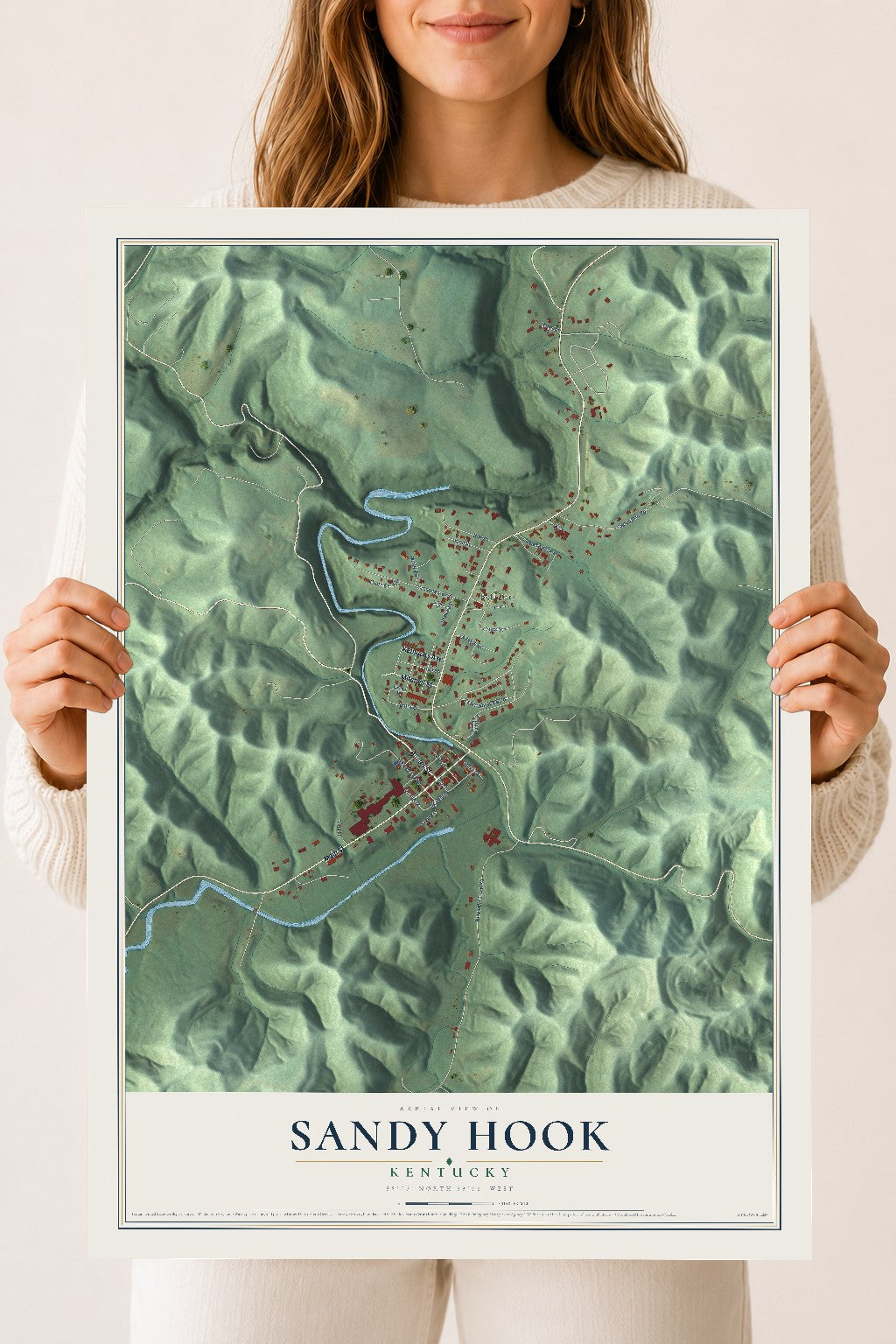Map of Sandy Hook, Kentucky, 18 x 24 inch unframed archival matte print