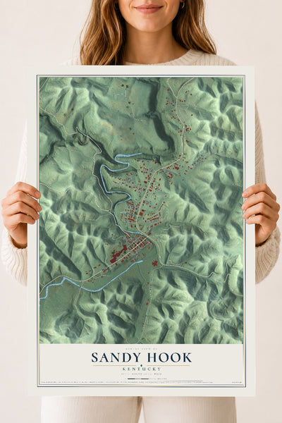 Map of Sandy Hook, Kentucky, 18 x 24 inch unframed archival matte print