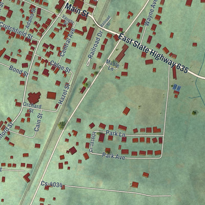 Close-up of the map of Science Hill, Kentucky print showing street and building detail