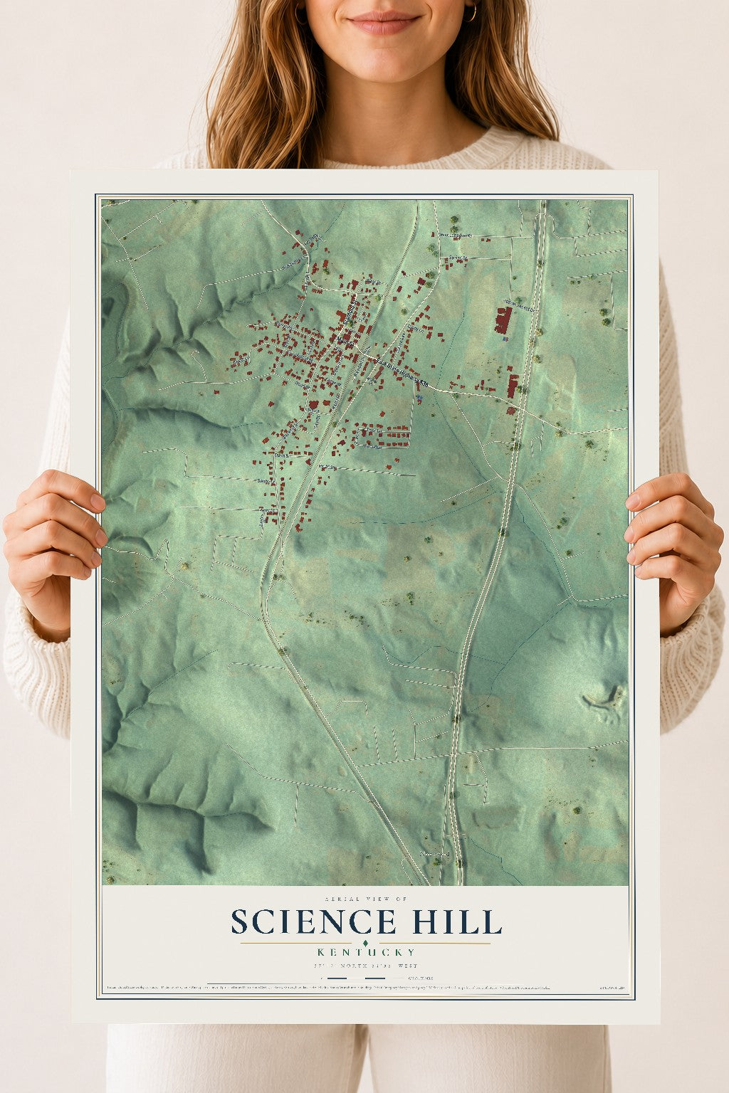 Map of Science Hill, Kentucky, 18 x 24 inch unframed archival matte print