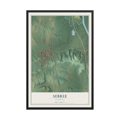 Map of Sebree, Kentucky, 12 x 18 inch print in a black wood frame
