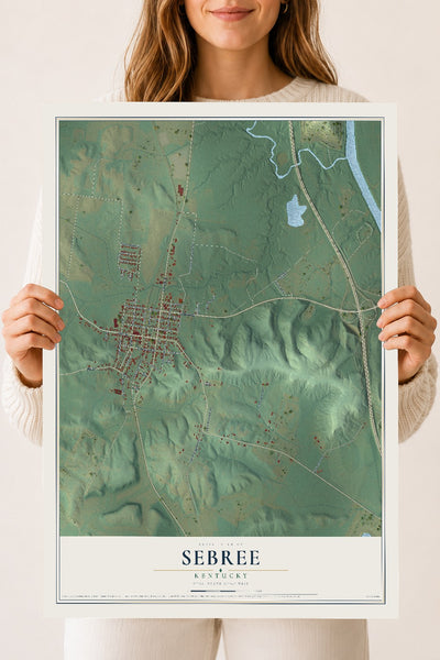 Map of Sebree, Kentucky, 18 x 24 inch unframed archival matte print
