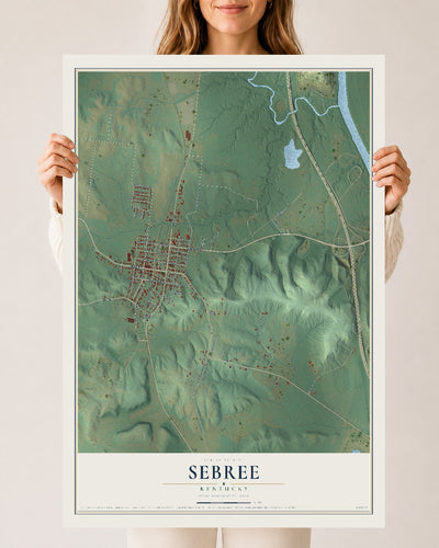 Map of Sebree, Kentucky, 24 x 36 inch unframed archival matte print