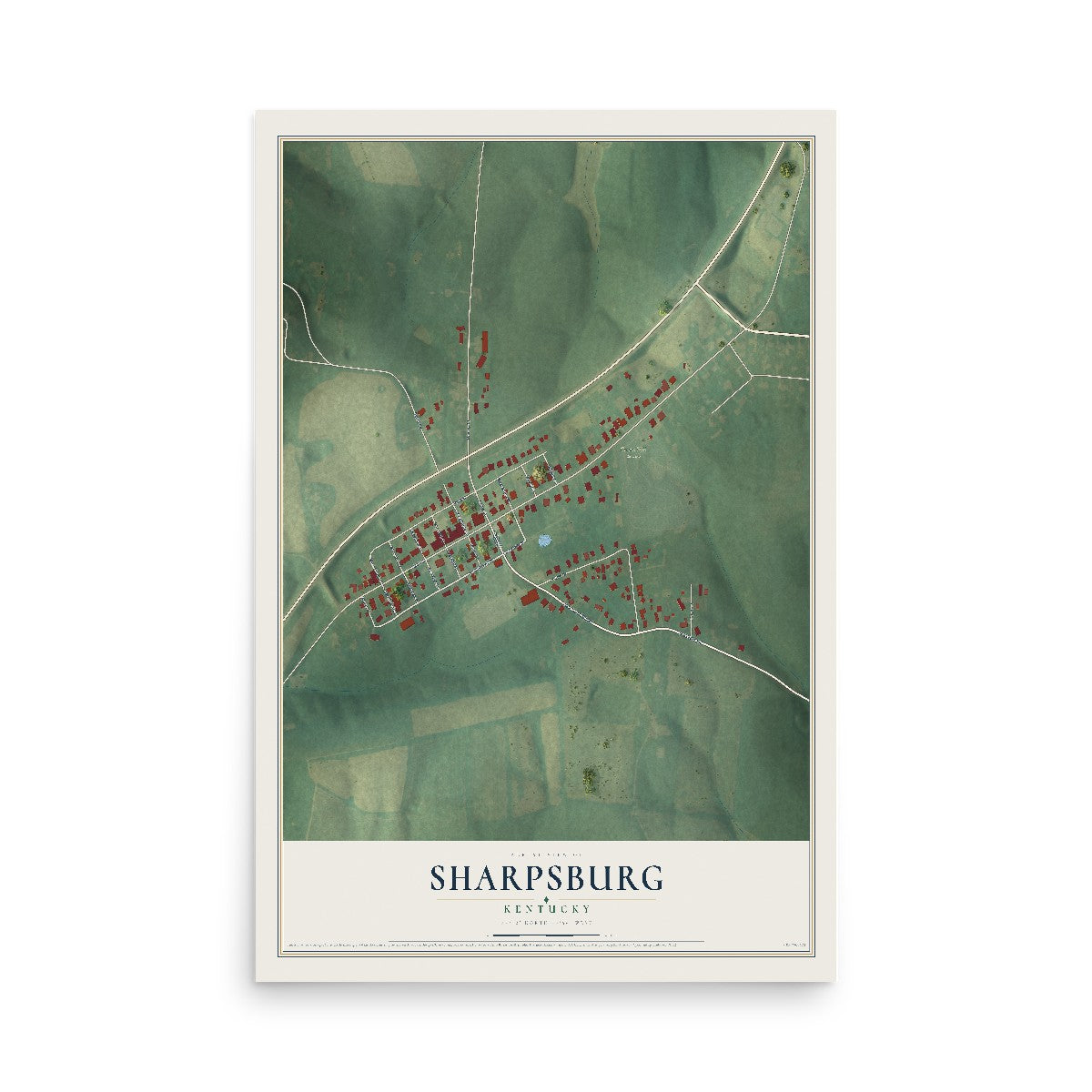 Map of Sharpsburg, Kentucky, 12 x 18 inch unframed archival matte print