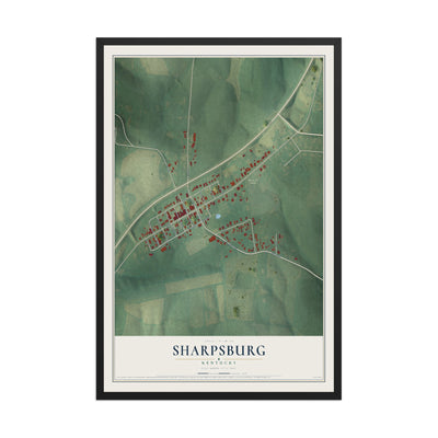 Map of Sharpsburg, Kentucky, 12 x 18 inch print in a black wood frame