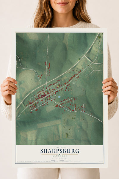 Map of Sharpsburg, Kentucky, 18 x 24 inch unframed archival matte print