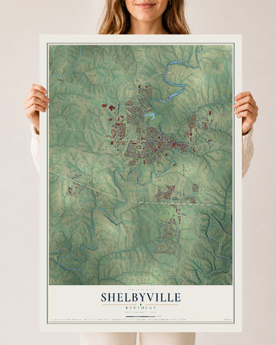 Map of Shelbyville, Kentucky, 24 x 36 inch unframed archival matte print
