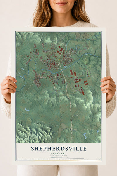 Map of Shepherdsville, Kentucky, 18 x 24 inch unframed archival matte print