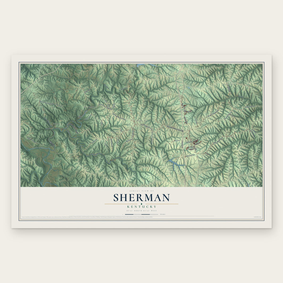 Sherman, Kentucky map print, the full design