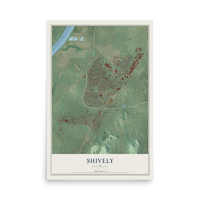 Map of Shively, Kentucky, 12 x 18 inch unframed archival matte print
