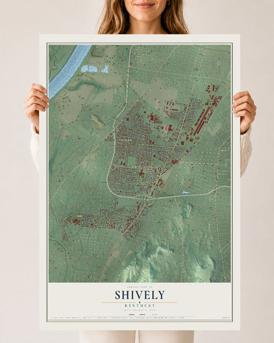Map of Shively, Kentucky, 24 x 36 inch unframed archival matte print
