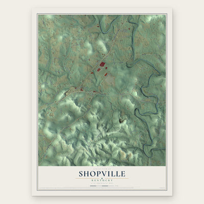 Shopville, Kentucky map print, the full design