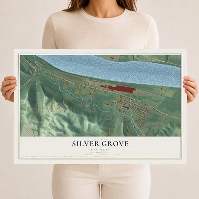 Map of Silver Grove, Kentucky, 12 x 18 inch unframed archival matte print