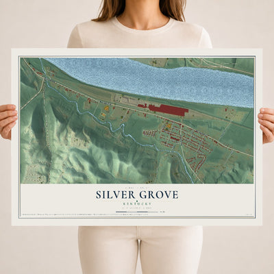 Map of Silver Grove, Kentucky, 18 x 24 inch unframed archival matte print