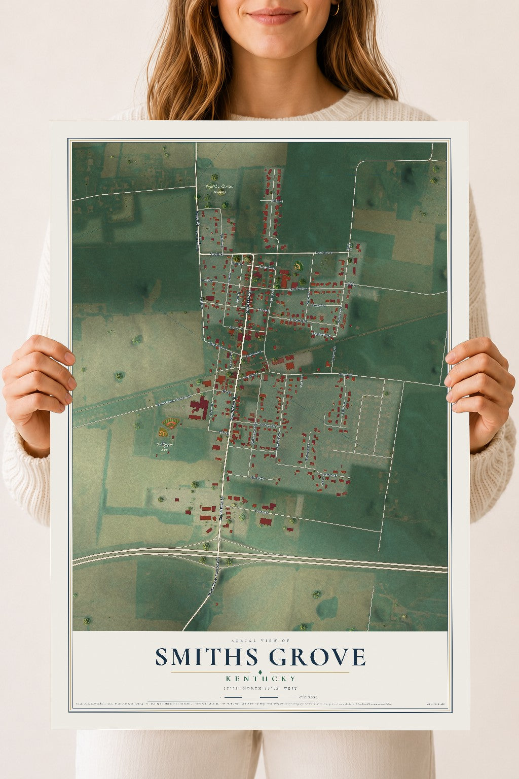 Map of Smiths Grove, Kentucky, 18 x 24 inch unframed archival matte print