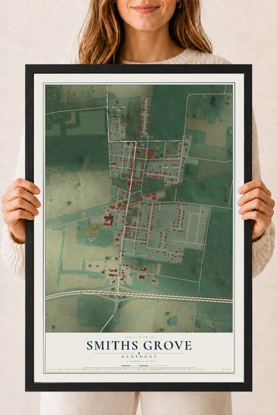 Map of Smiths Grove, Kentucky, 18 x 24 inch print in a black wood frame