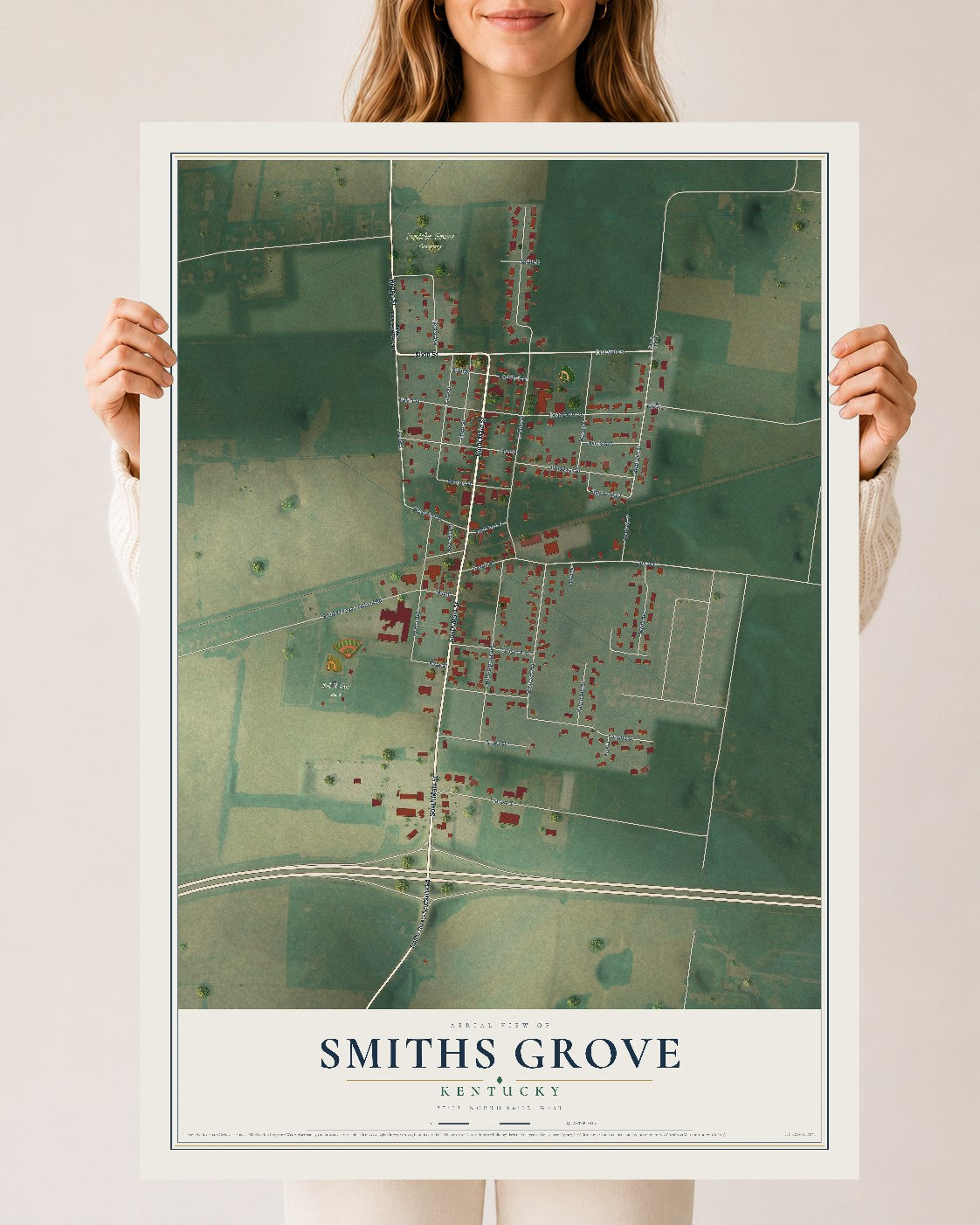 Map of Smiths Grove, Kentucky, 24 x 36 inch unframed archival matte print