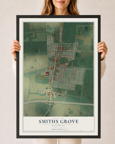 Map of Smiths Grove, Kentucky, 24 x 36 inch print in a black wood frame