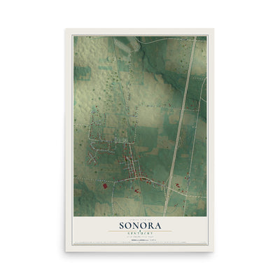 Map of Sonora, Kentucky, 12 x 18 inch unframed archival matte print