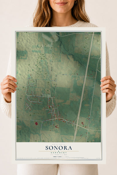 Map of Sonora, Kentucky, 18 x 24 inch unframed archival matte print